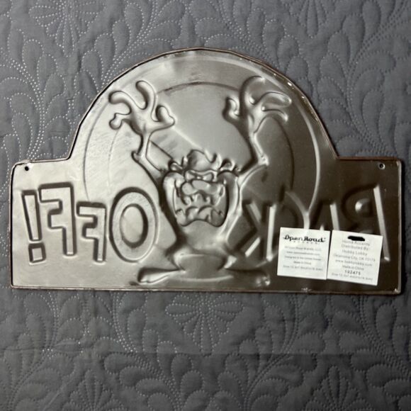 Tasmanian BACK OFF Metal Sign Plaque Open Road Brands 12 x 7.75" Home Decor Gift - Picture 6 of 7